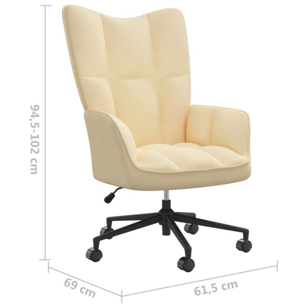 Silla de relajación de terciopelo blanco crema