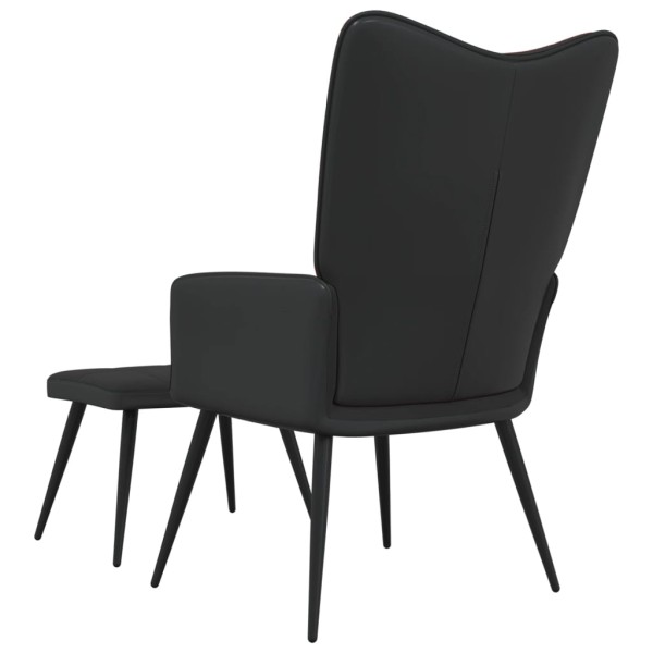 Silla de relajación con reposapiés terciopelo y PVC negro