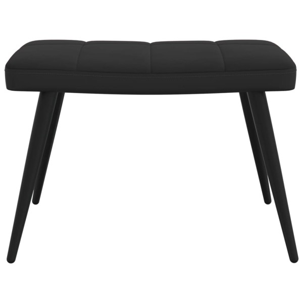 Silla de relajación con reposapiés terciopelo y PVC negro