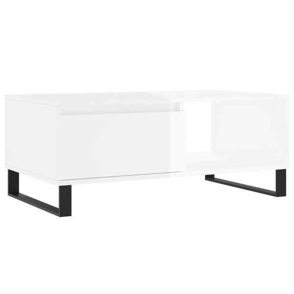 Mesa de centro madera contrachapada blanco brillo 90x50x36,5 cm