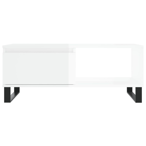 Mesa de centro madera contrachapada blanco brillo 90x50x36,5 cm