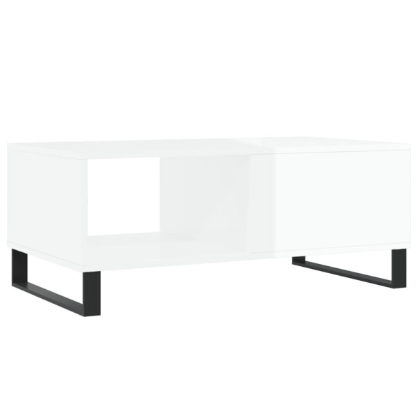 Mesa de centro madera contrachapada blanco brillo 90x50x36,5 cm