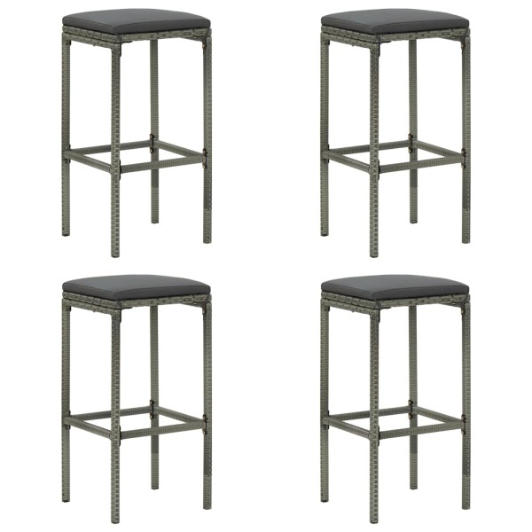 Set muebles bar jardín 9 piezas y cojines ratán sintético gris