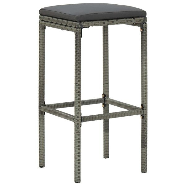 Set muebles bar jardín 9 piezas y cojines ratán sintético gris