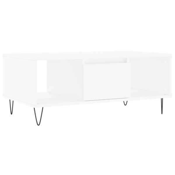 Mesa de centro madera contrachapada blanco 90x50x36,5 cm