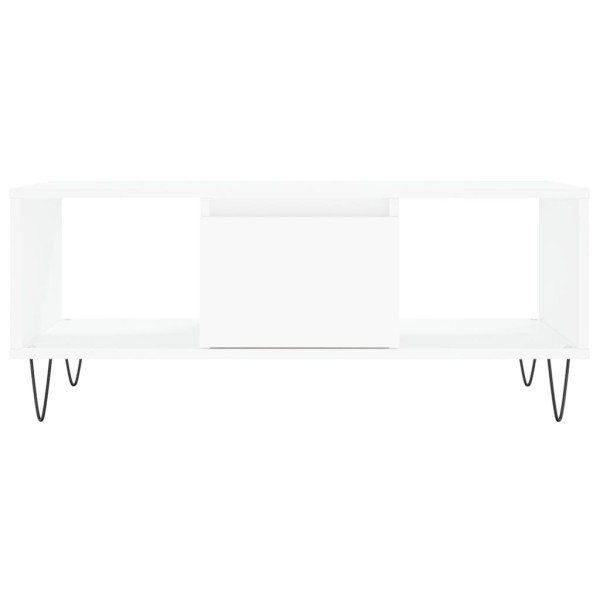 Mesa de centro madera contrachapada blanco 90x50x36,5 cm