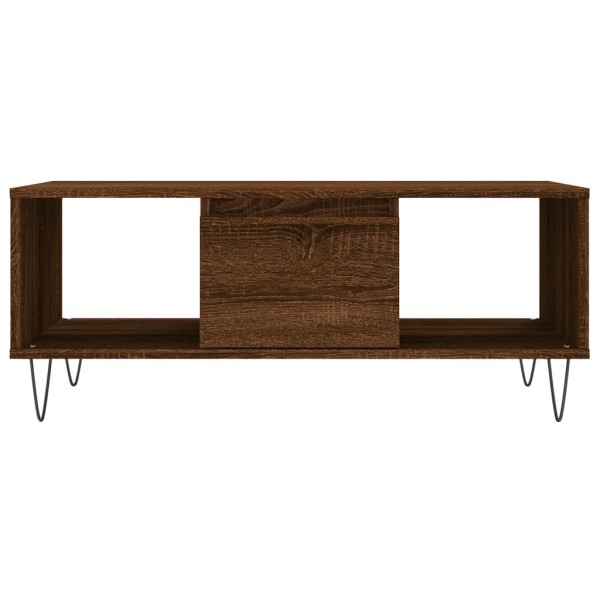 Mesa de centro madera contrachapada marrón roble 90x50x36,5 cm