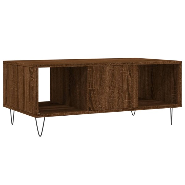 Mesa de centro madera contrachapada marrón roble 90x50x36,5 cm