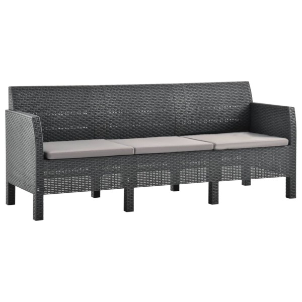 Set de muebles de jardín 4 piezas cojines PP ratán gris