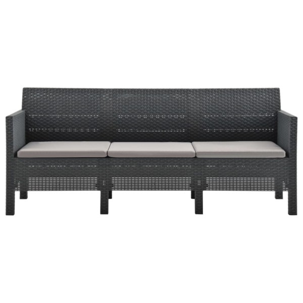 Set de muebles de jardín 4 piezas cojines PP ratán gris