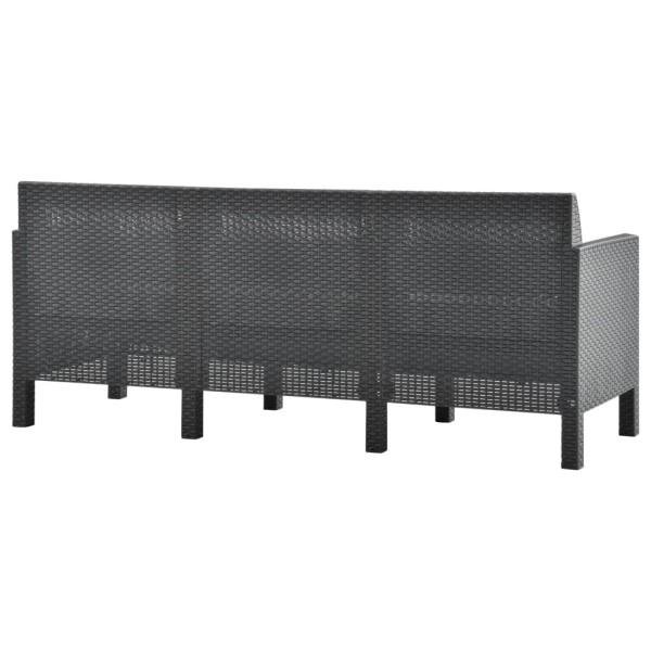 Set de muebles de jardín 4 piezas cojines PP ratán gris