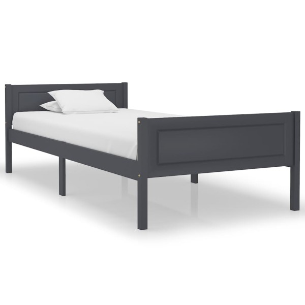 Estructura de cama de madera maciza de pino gris 90x200 cm