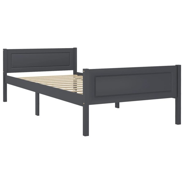 Estructura de cama de madera maciza de pino gris 90x200 cm