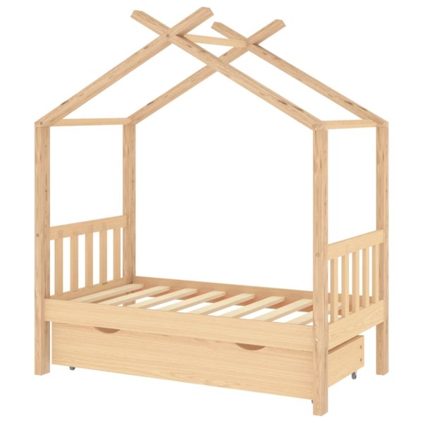 Estructura de cama infantil con cajón madera de pino 70x140 cm