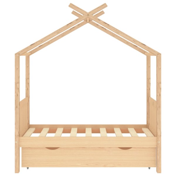 Estructura de cama infantil con cajón madera de pino 70x140 cm