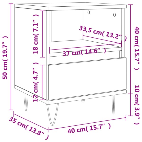 Mesita de noche madera de ingeniería gris Sonoma 40x35x50 cm