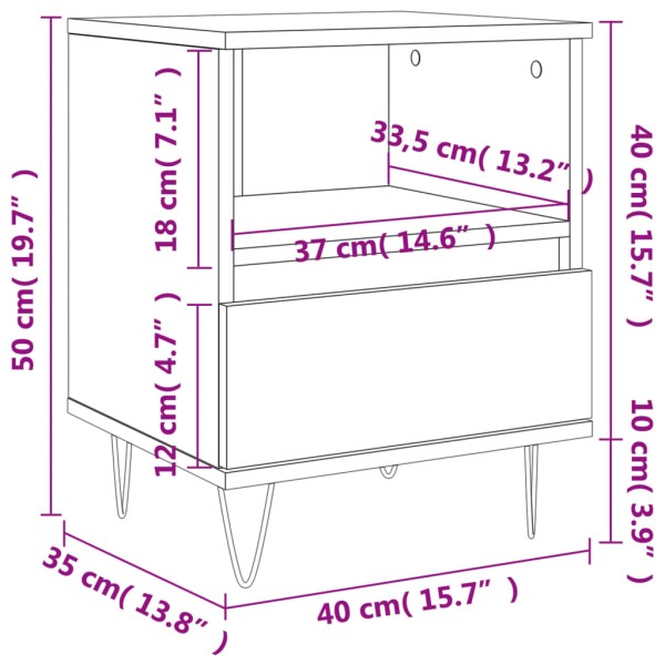 Mesita de noche madera de ingeniería roble ahumado 40x35x50 cm