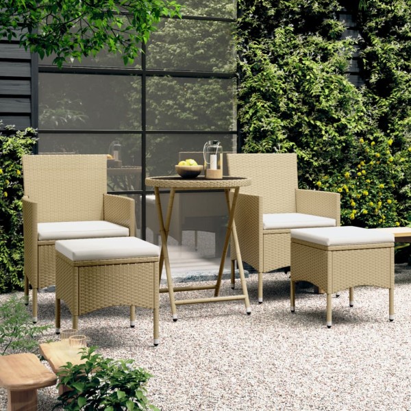 Set comedor jardín 5 pzas ratán sintético vidrio templado beige