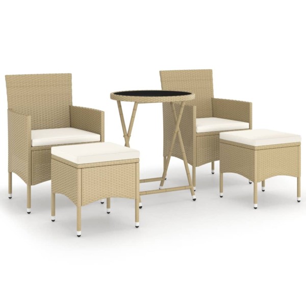 Set comedor jardín 5 pzas ratán sintético vidrio templado beige