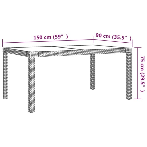 Juego comedor de jardín 7 pzas y cojines ratán sintético blanco