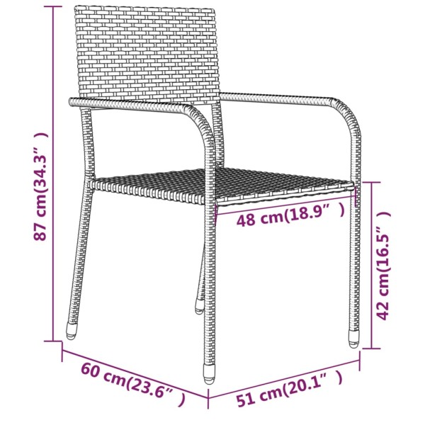 Juego de comedor para jardín 3 piezas gris