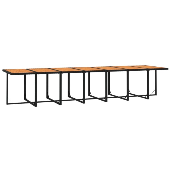 Set de comedor jardín 19 pzas con cojines ratán sintético negro