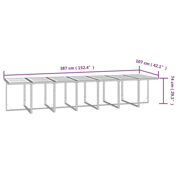 Set de comedor jardín 19 pzas con cojines ratán sintético negro