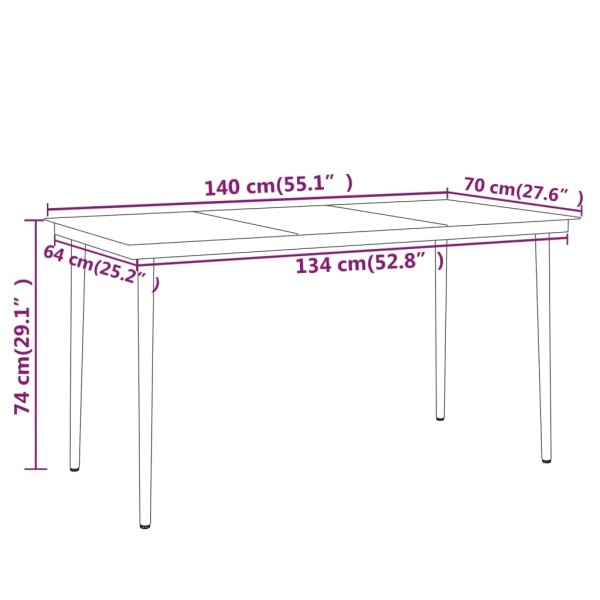 Juego de comedor para jardín 7 piezas gris