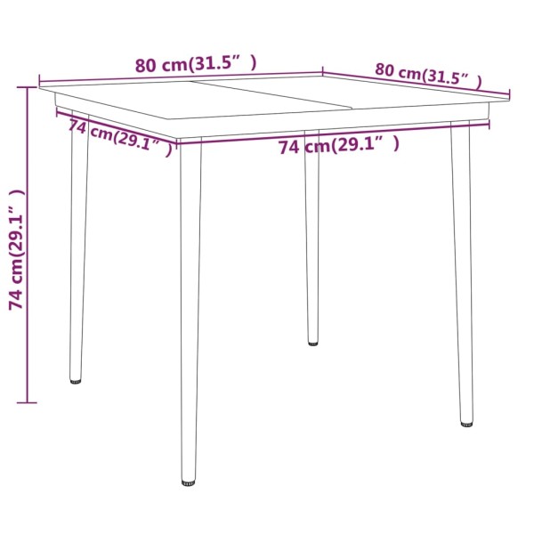 Juego de comedor para jardín 3 piezas gris