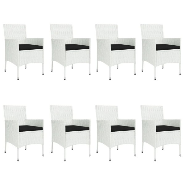 Set comedor para jardín 9 pzas y cojines ratán sintético blanco