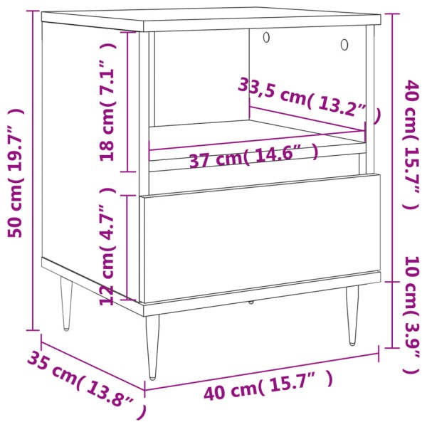 Mesita de noche madera de ingeniería marrón roble 40x35x50 cm