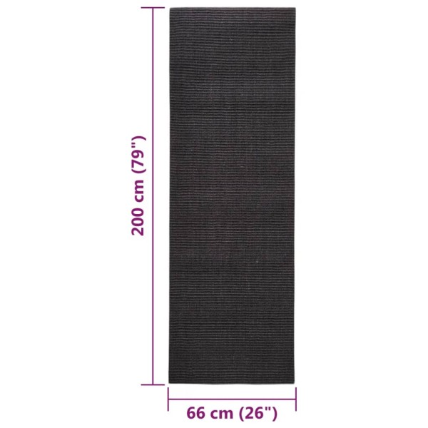 Alfombra de sisal para rascador negro 66x200 cm