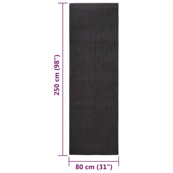 Alfombra de sisal para rascador negro 80x250 cm