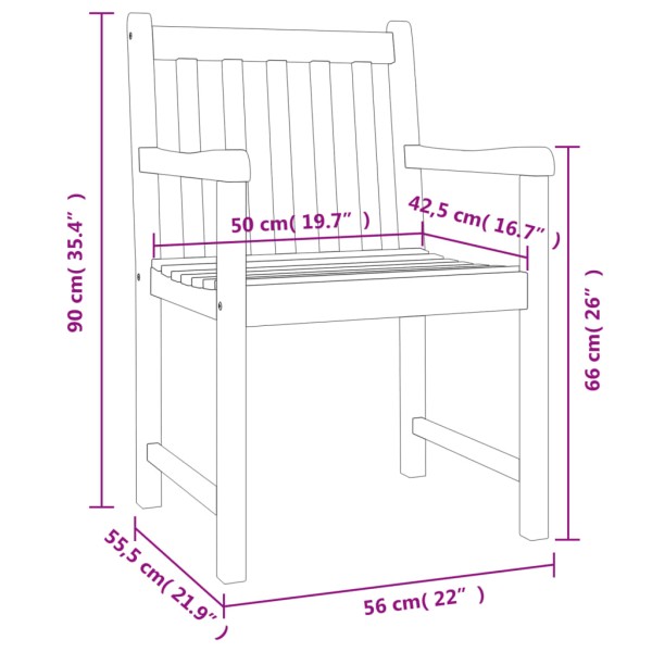 Sillas de jardín 8 uds madera maciza de acacia 56x55,5x90 cm