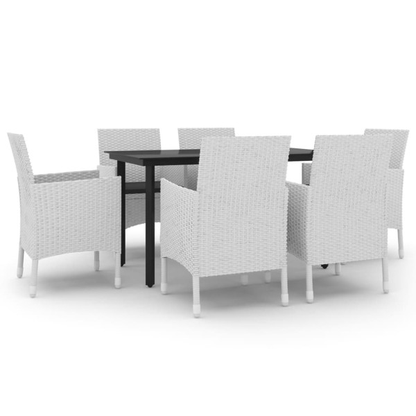 Set comedor de jardín 7 pzas y cojines ratán sintético y vidrio