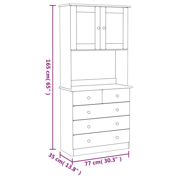 Aparador alto ALTA madera maciza de pino 77x35x165 cm