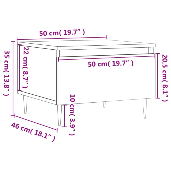 Mesa de centro madera de ingeniería negro 50x46x35 cm