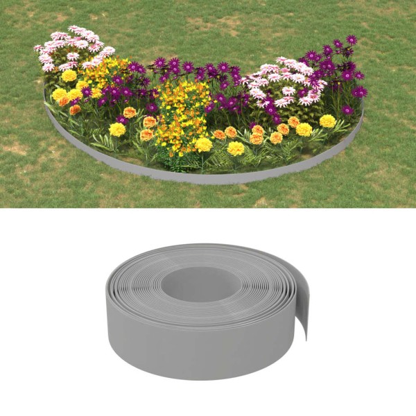 Borduras de jardín 2 uds polietileno gris 10 m 15 cm