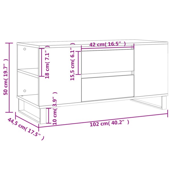 Mesa de centro madera ingeniería roble ahumado 102x44,5x50 cm