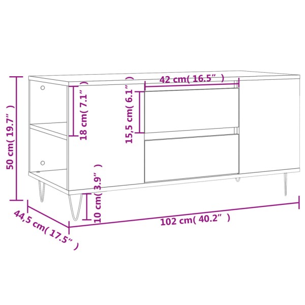 Mesa de centro madera de ingeniería negro 102x44,5x50 cm