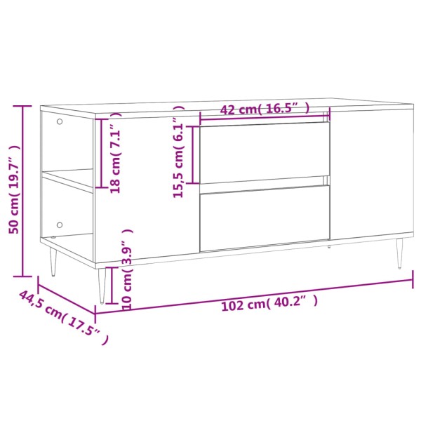 Mesa de centro madera de ingeniería marrón roble 102x44,5x50 cm