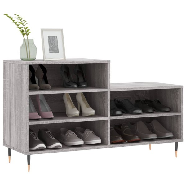 Mueble zapatero madera contrachapada gris Sonoma 102x36x60 cm