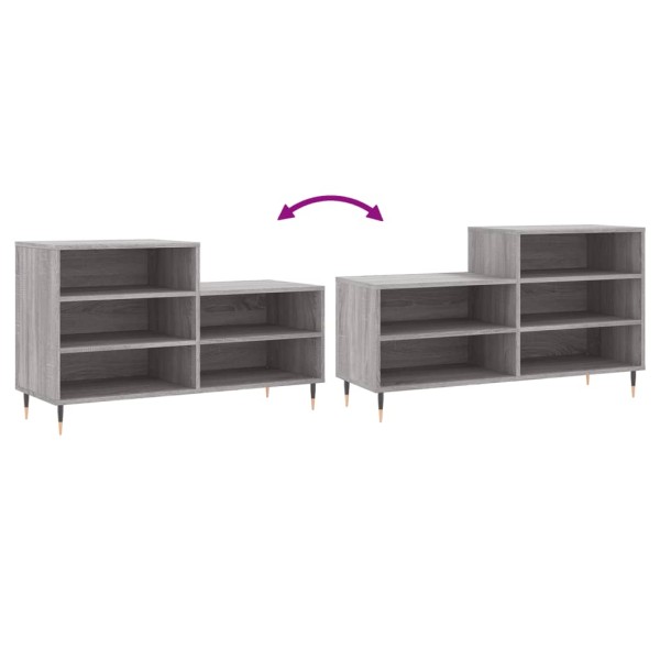 Mueble zapatero madera contrachapada gris Sonoma 102x36x60 cm