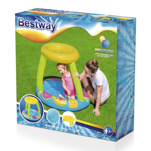 Bestway Piscina infantil con toldo dibujos de frutas 94x89x79 cm 26 L