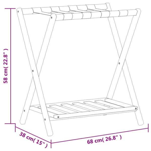 Soporte para maletas bambú negro 68x38x58 cm