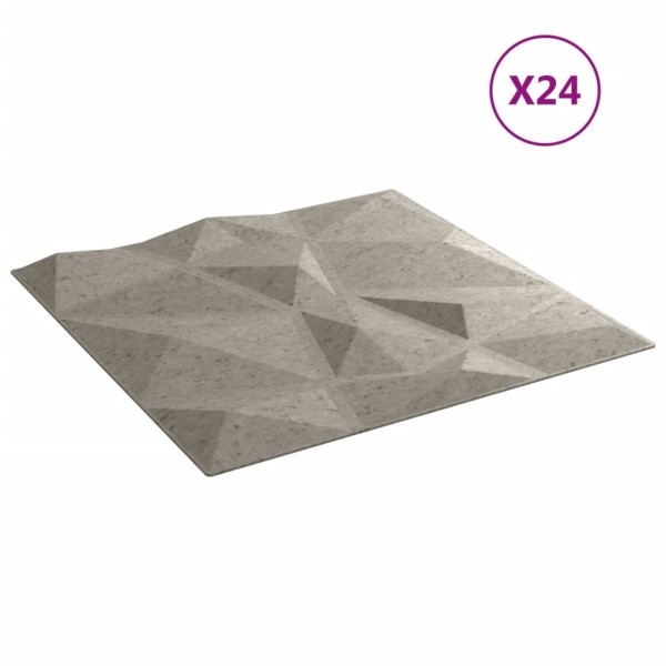 Paneles de pared 24 uds diamante gris hormigón 50x50cm EPS 6 m²