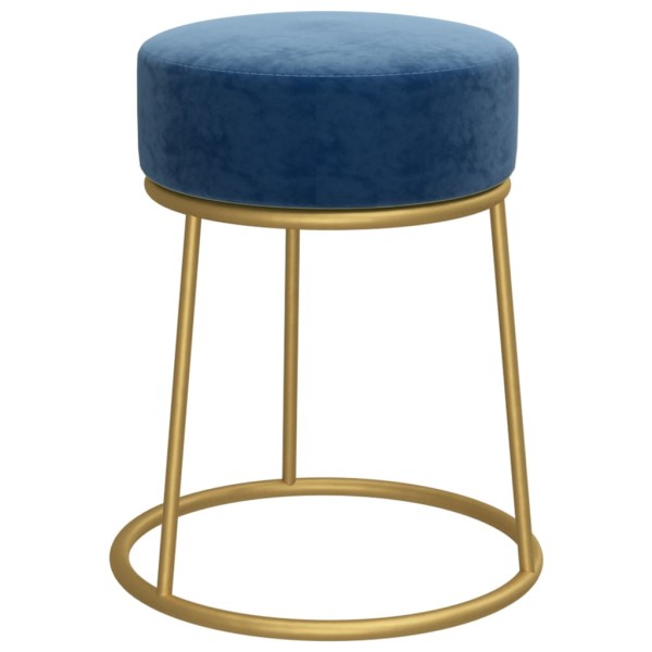 Hocker redondo azul terciopelo