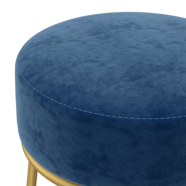 Hocker redondo azul terciopelo