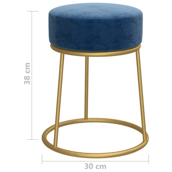 Hocker redondo azul terciopelo