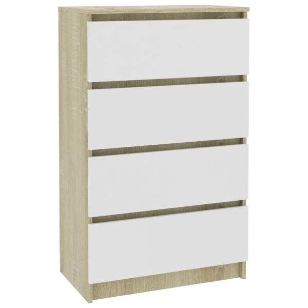 Aparador madera contrachapada blanco roble Sonoma 60x35x98,5 cm